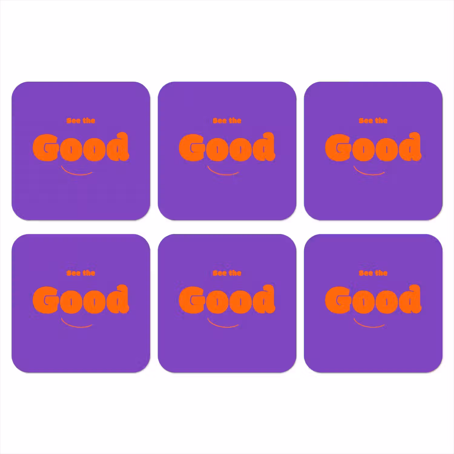 See the good - Oranje - Paars - Smiley onderzetter kurk middel -3d