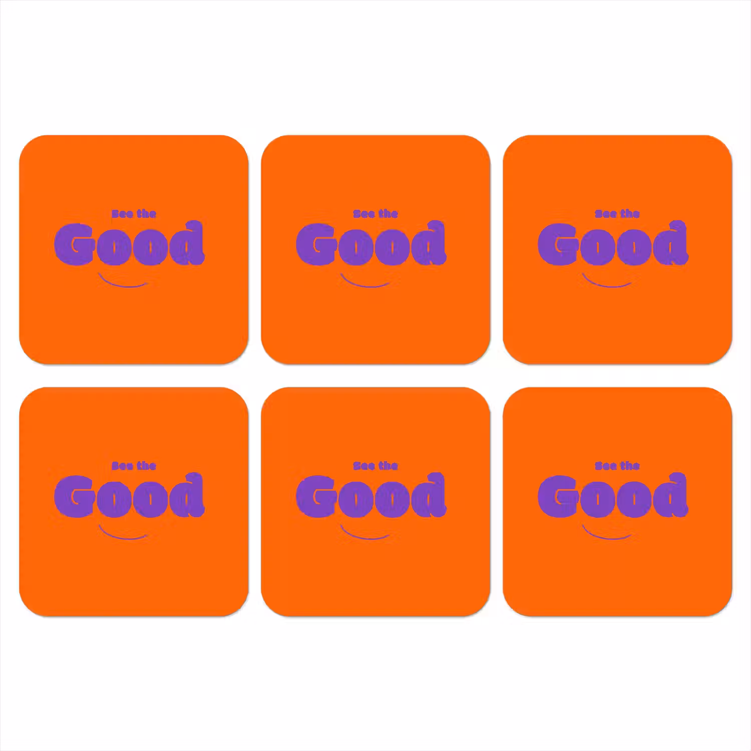 See the good - Paars - Oranje - Smiley onderzetter kurk middel -3d