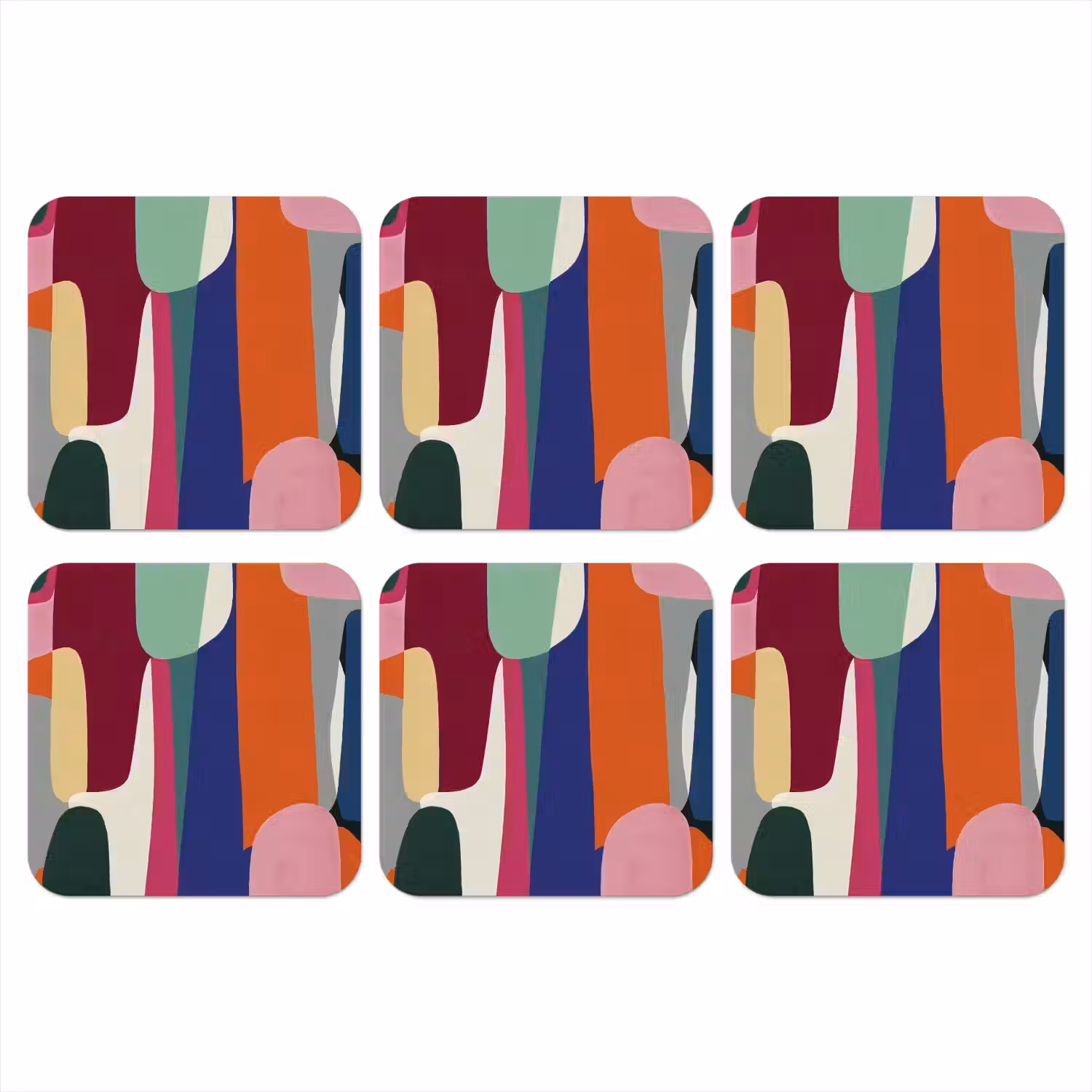 Vormen - Ritmisch - Kleuren - Abstract onderzetter kurk middel -3d