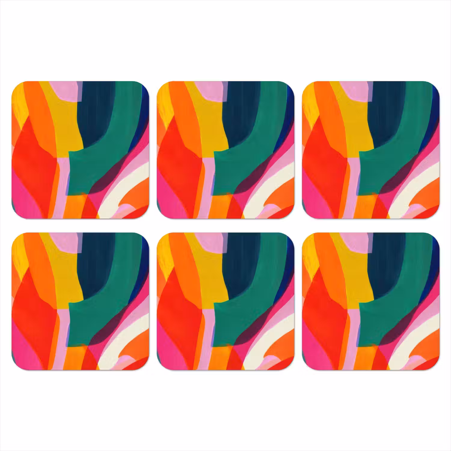 Vormen - Golvend - Abstract - Felroze onderzetter kurk middel -3d