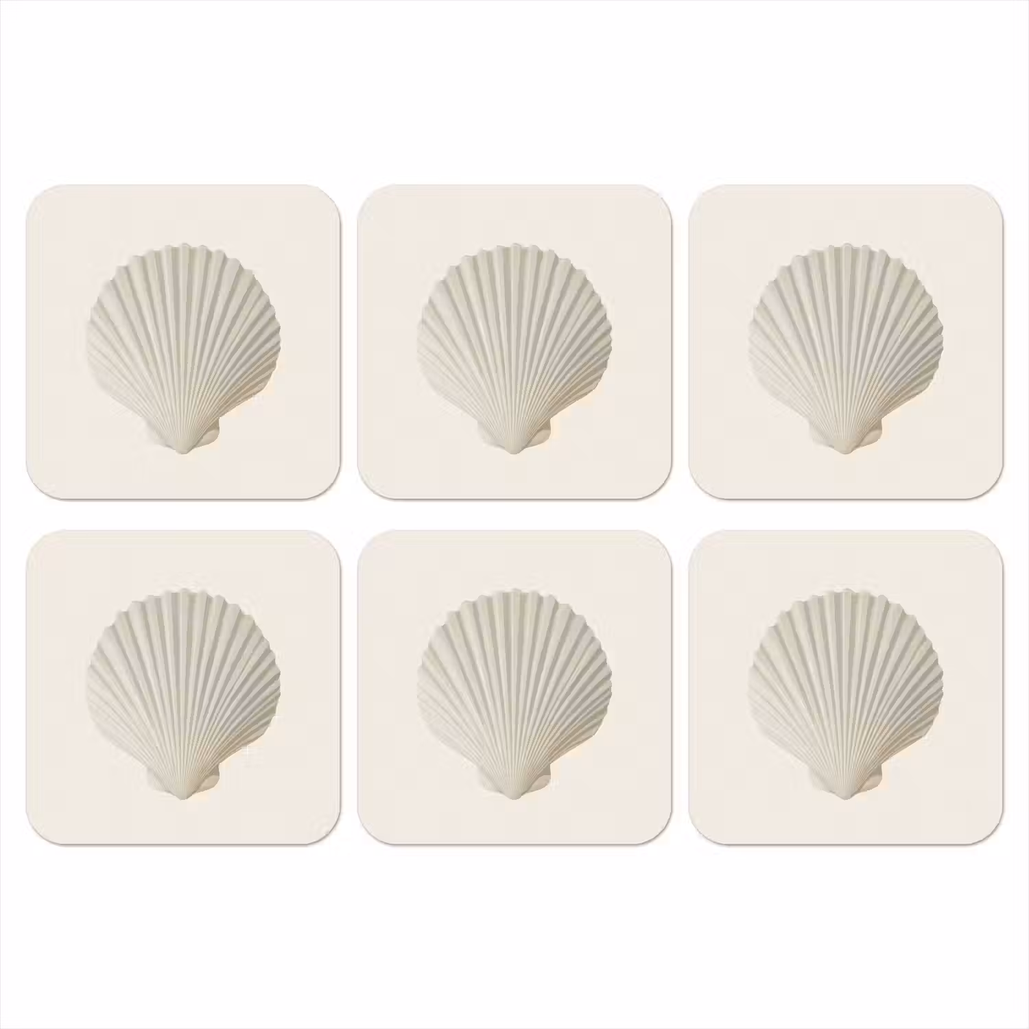 Schelp - Minimalistisch - Wit onderzetter kurk middel -3d