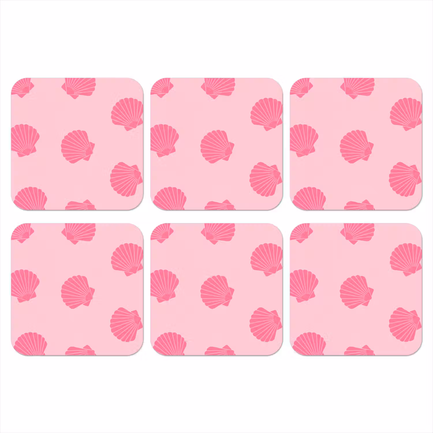 Schelp - Patroon - Zee - Modern - Roze onderzetter kurk middel -3d