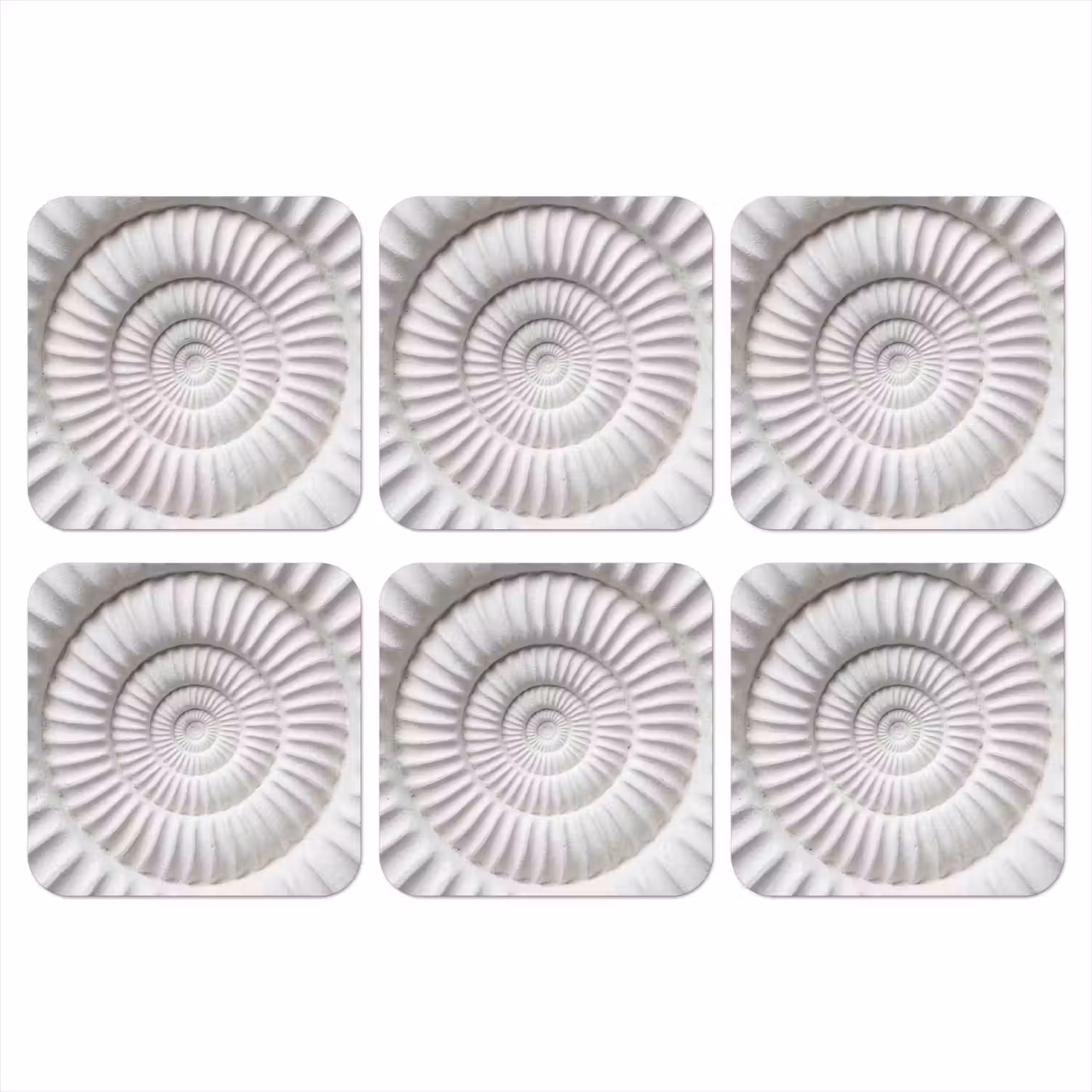 Schelp - Spiraal - Wit onderzetter kurk middel -3d