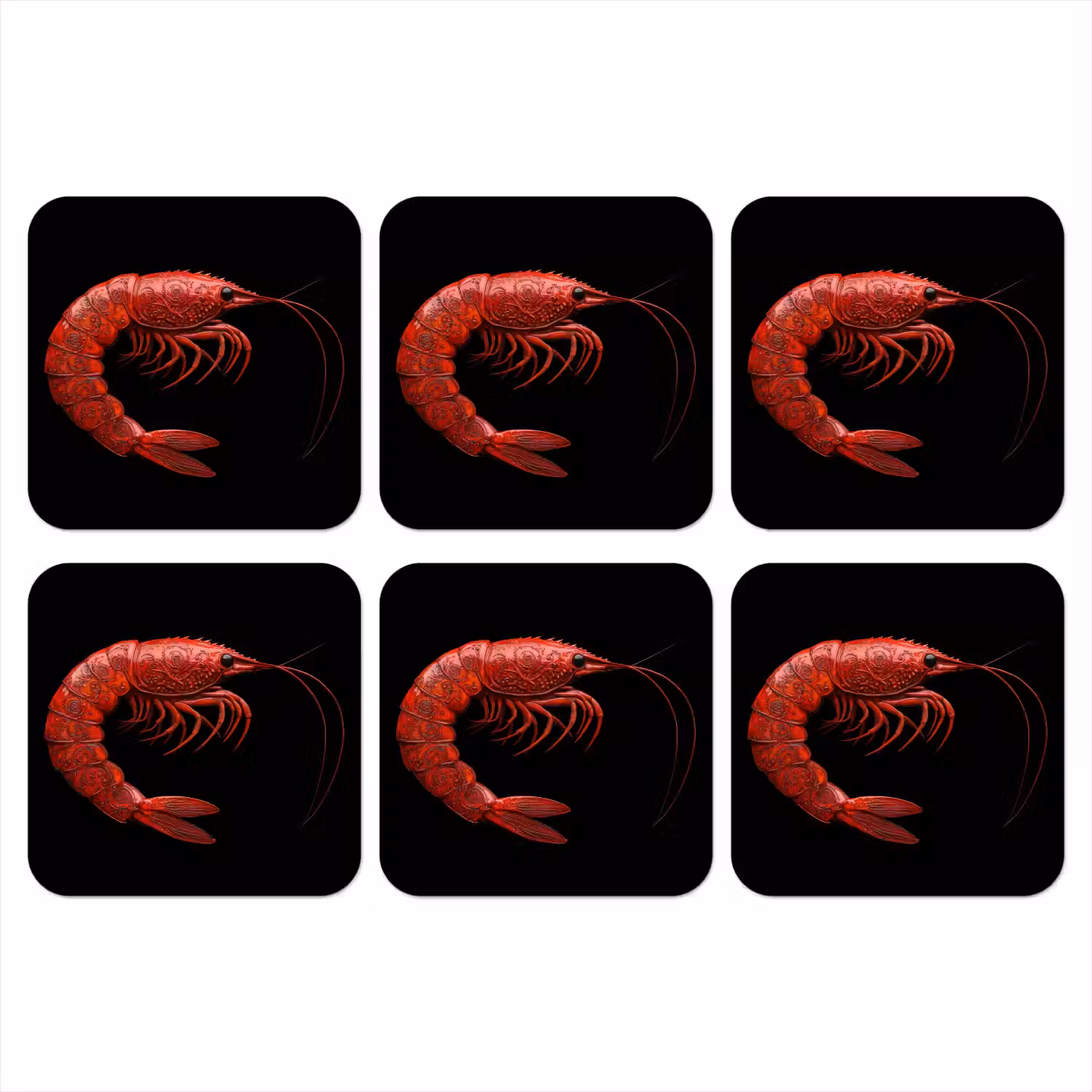 Garnaal - Rood - Dieren onderzetter kurk middel -3d