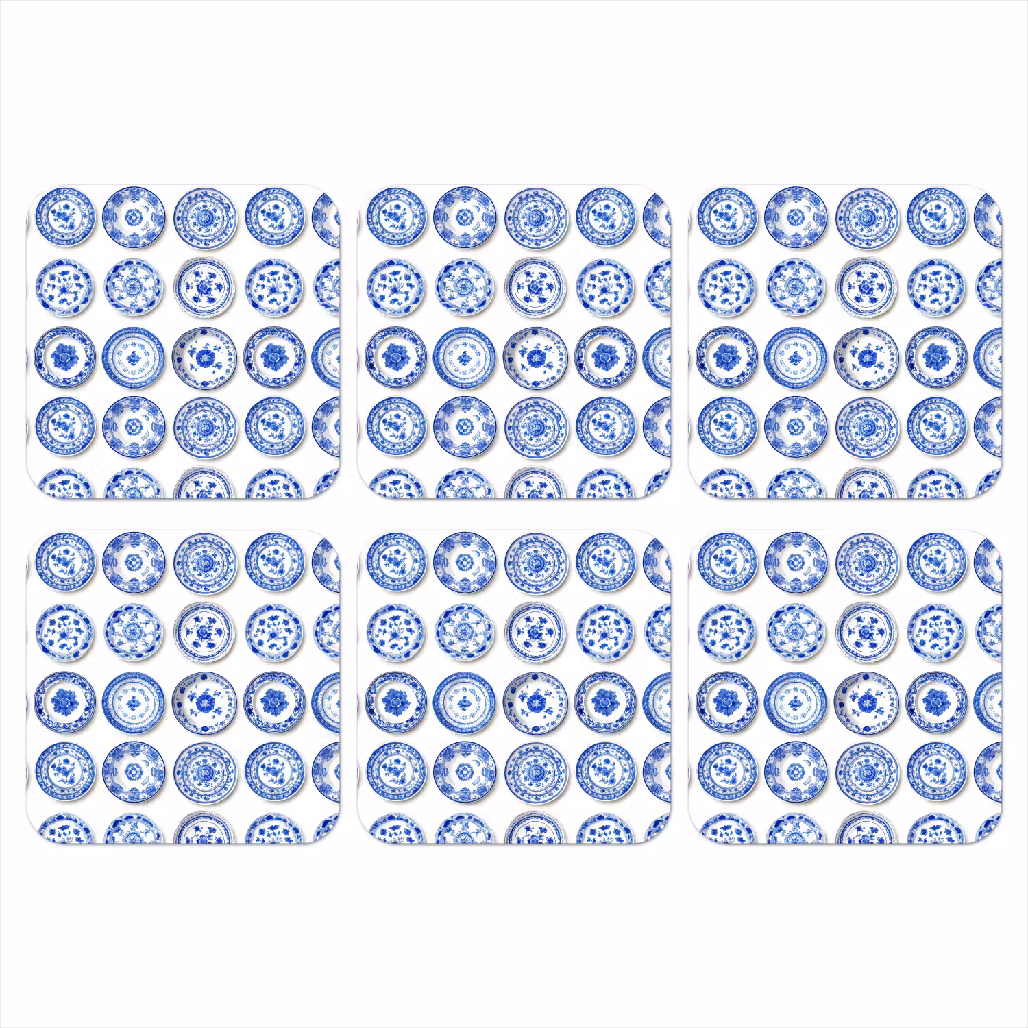 Borden - Bloemen - Patroon - Blauw onderzetter kurk middel 366 -3d