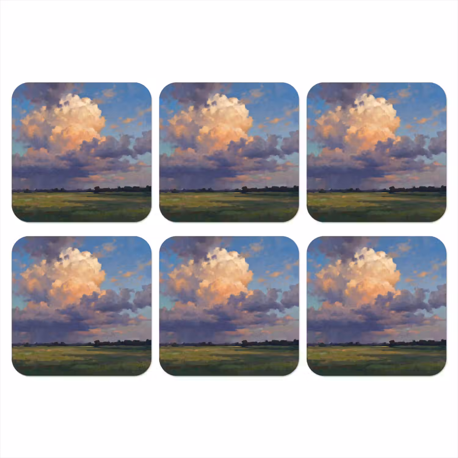 Lucht - Wolken - Landschap - Modern - Oranje onderzetter kurk middel -3d