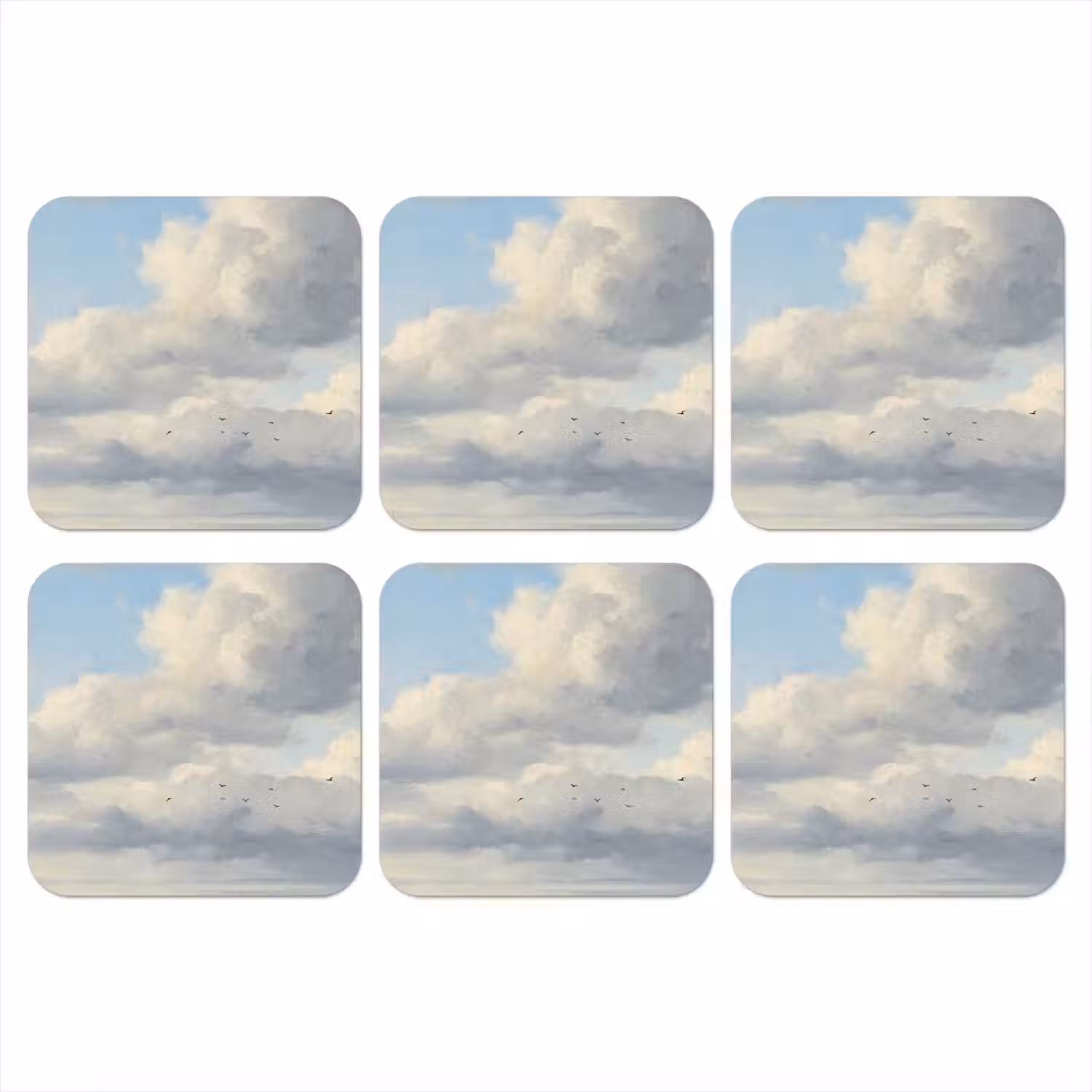 Lucht - Wolken - Natuur - Klassiek - Blauw onderzetter kurk middel -3d
