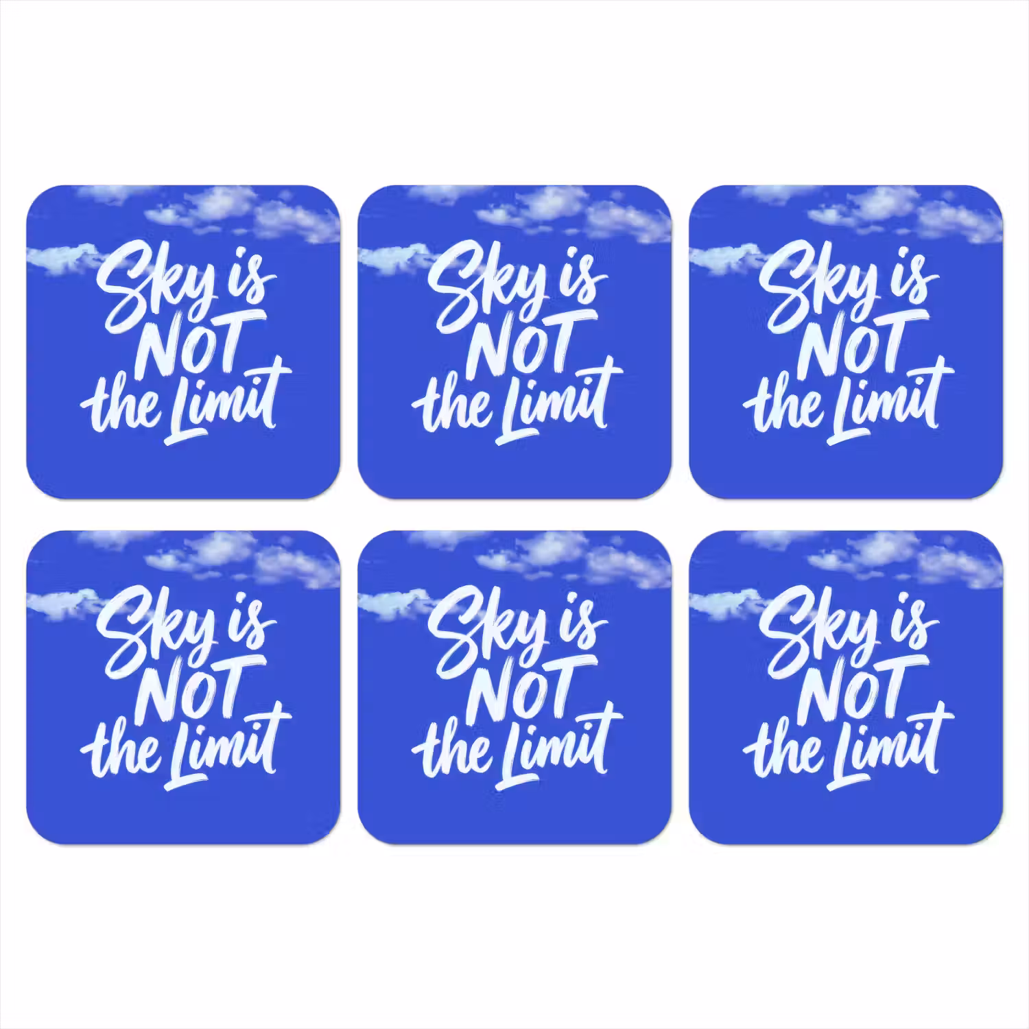 Sky is not the limit - Blauwe lucht - Wolken onderzetter kurk middel -3d