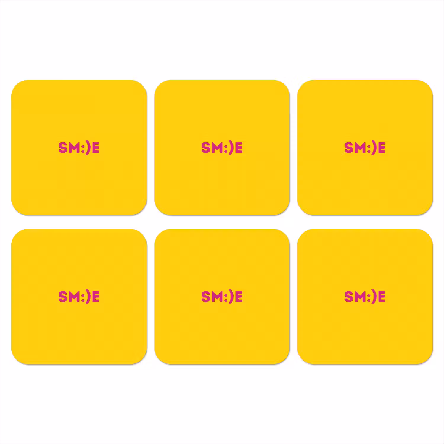 Smile - Roze - Geel onderzetter kurk middel -3d