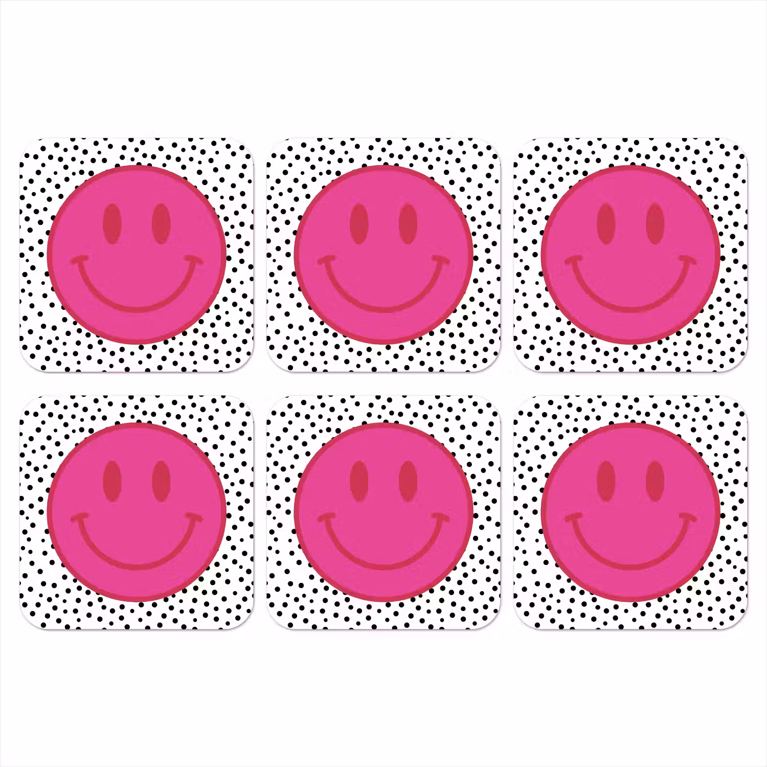 Smiley - Roze - Stippen onderzetter kurk middel -3d