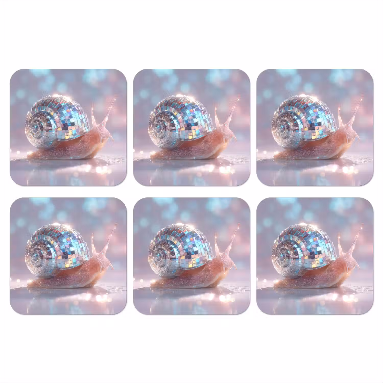 Slak - Disco - Mozaïek - Blauw onderzetter kurk middel -3d