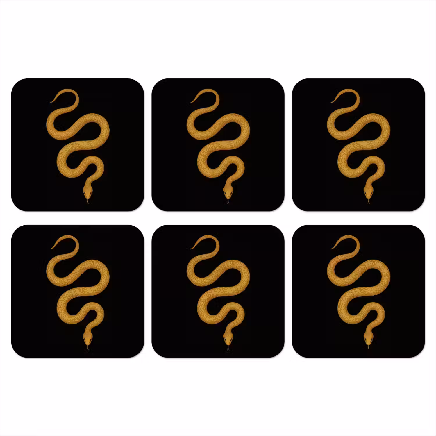 Slang - Minimalistisch - Goud onderzetter kurk middel -3d