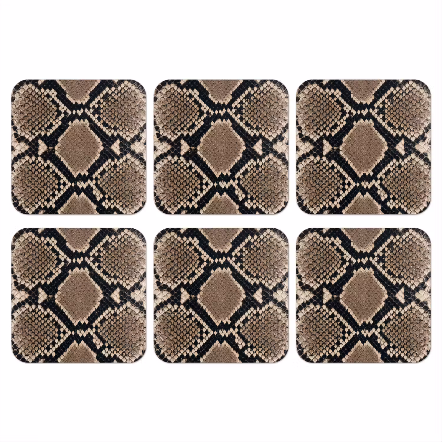 Slangenprint - Python - Bruin onderzetter kurk middel -3d