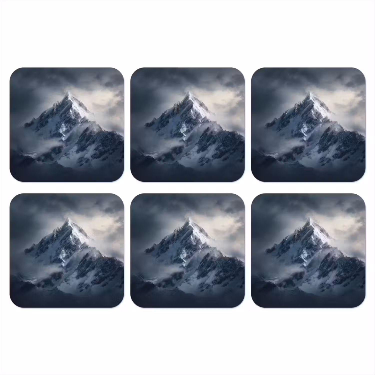 Sneeuw - Berg - Wolken onderzetter kurk middel -3d