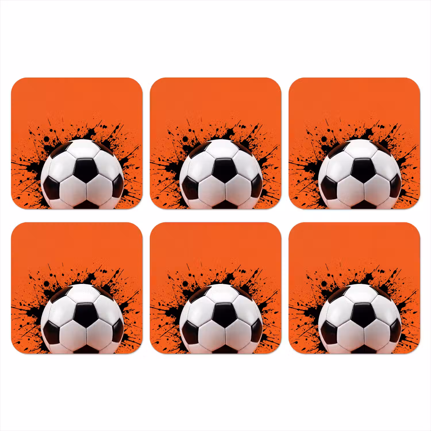 Voetbal - Verf - Sport - Oranje onderzetter kurk middel -3d