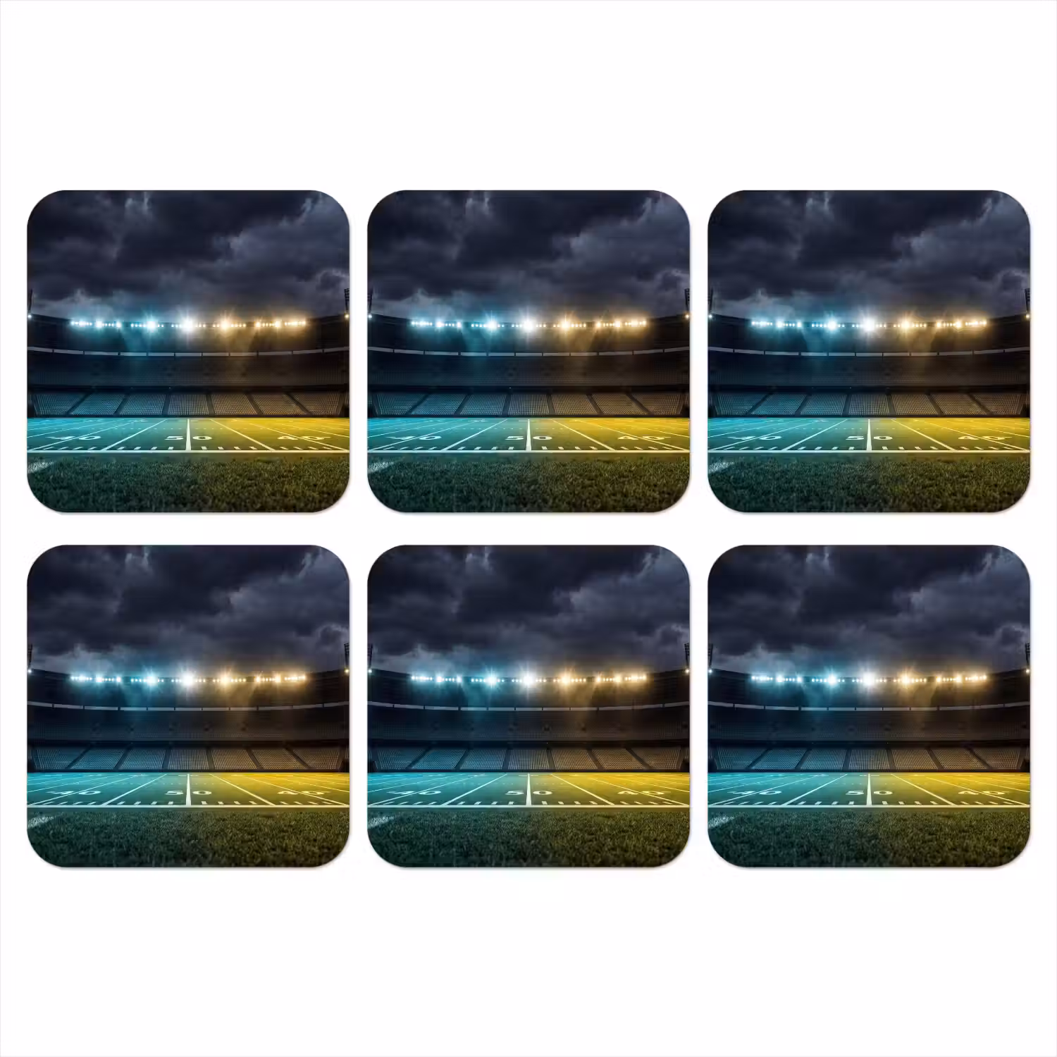 Voetbal - Stadion - Nacht - Modern onderzetter kurk middel -3d