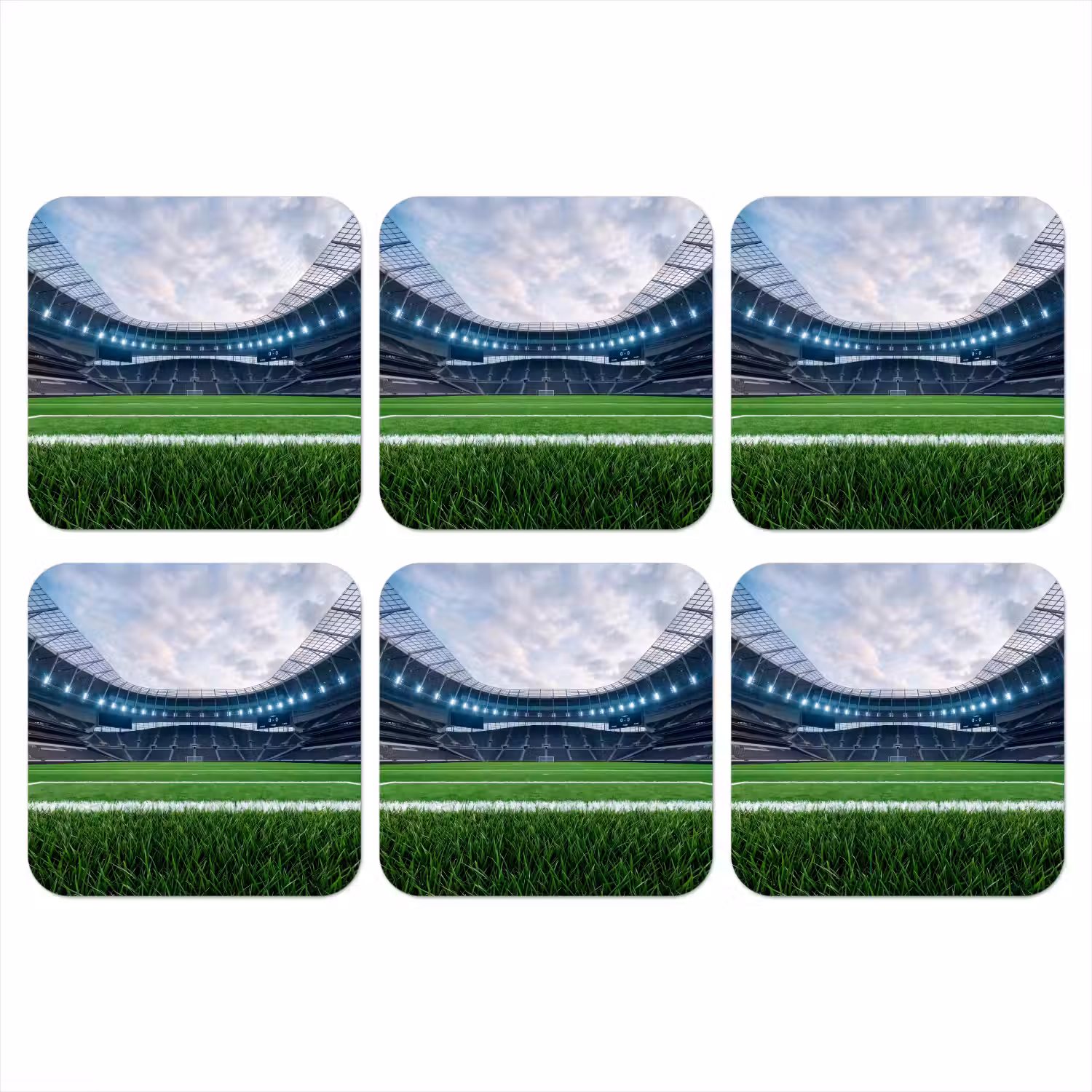 Voetbal - Stadion - Sport - Groen onderzetter kurk middel -3d