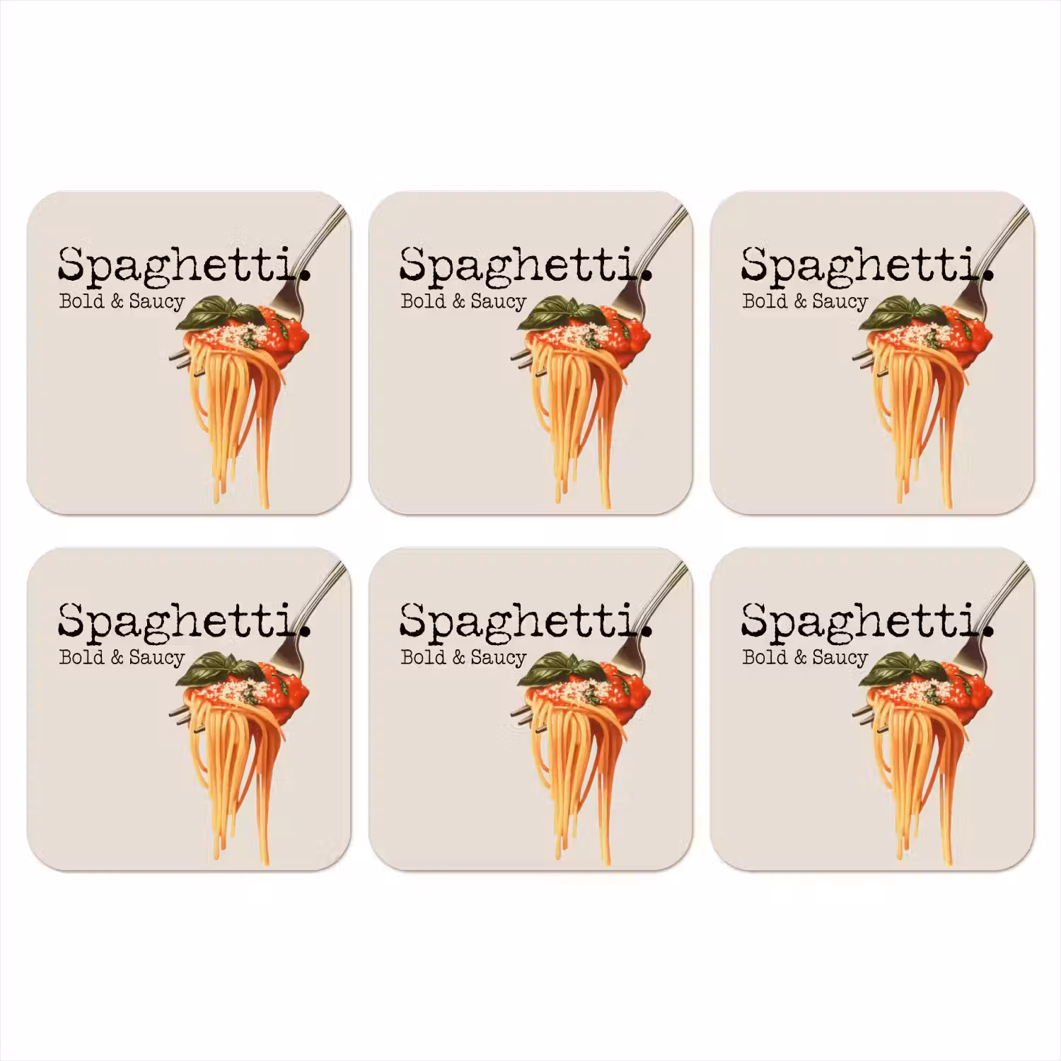 Spaghetti - tomatensaus - Parmezaanse kaas onderzetter kurk middel -3d