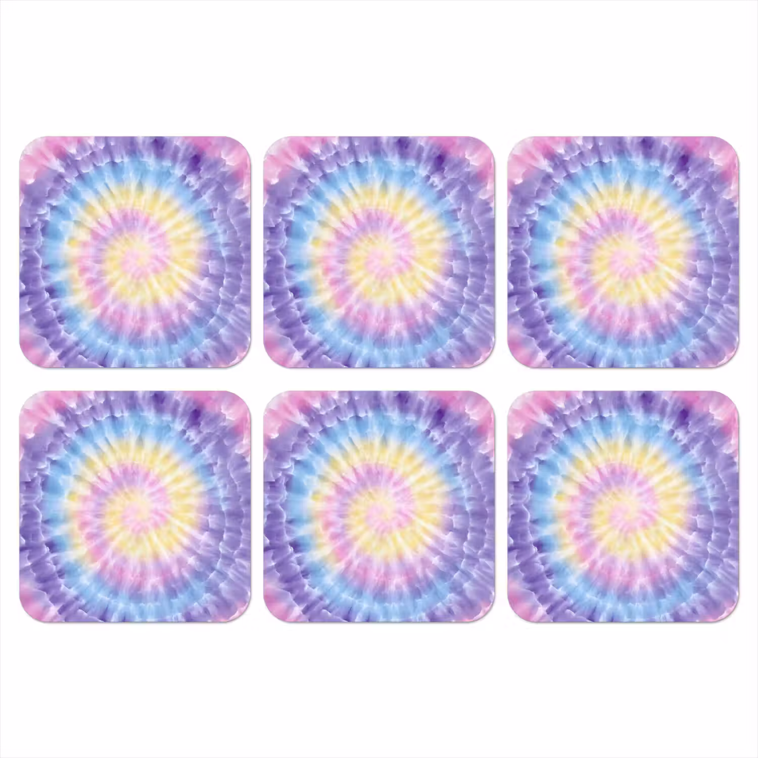 Spiraal - Tie dye - Pasteltinten onderzetter kurk middel -3d