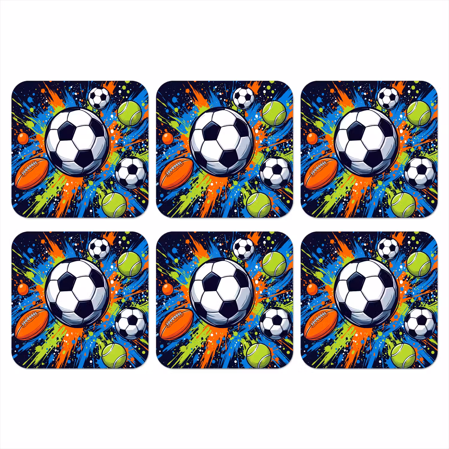 Sport - Ballen - Kleurrijk onderzetter kurk middel -3d