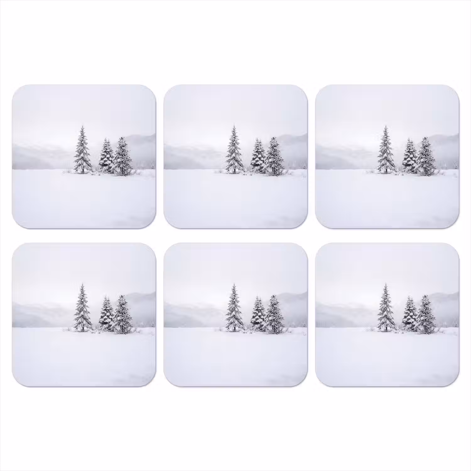 Fijnsparren - Sneeuw - Winter - Landschap - Stilte onderzetter kurk middel -3d