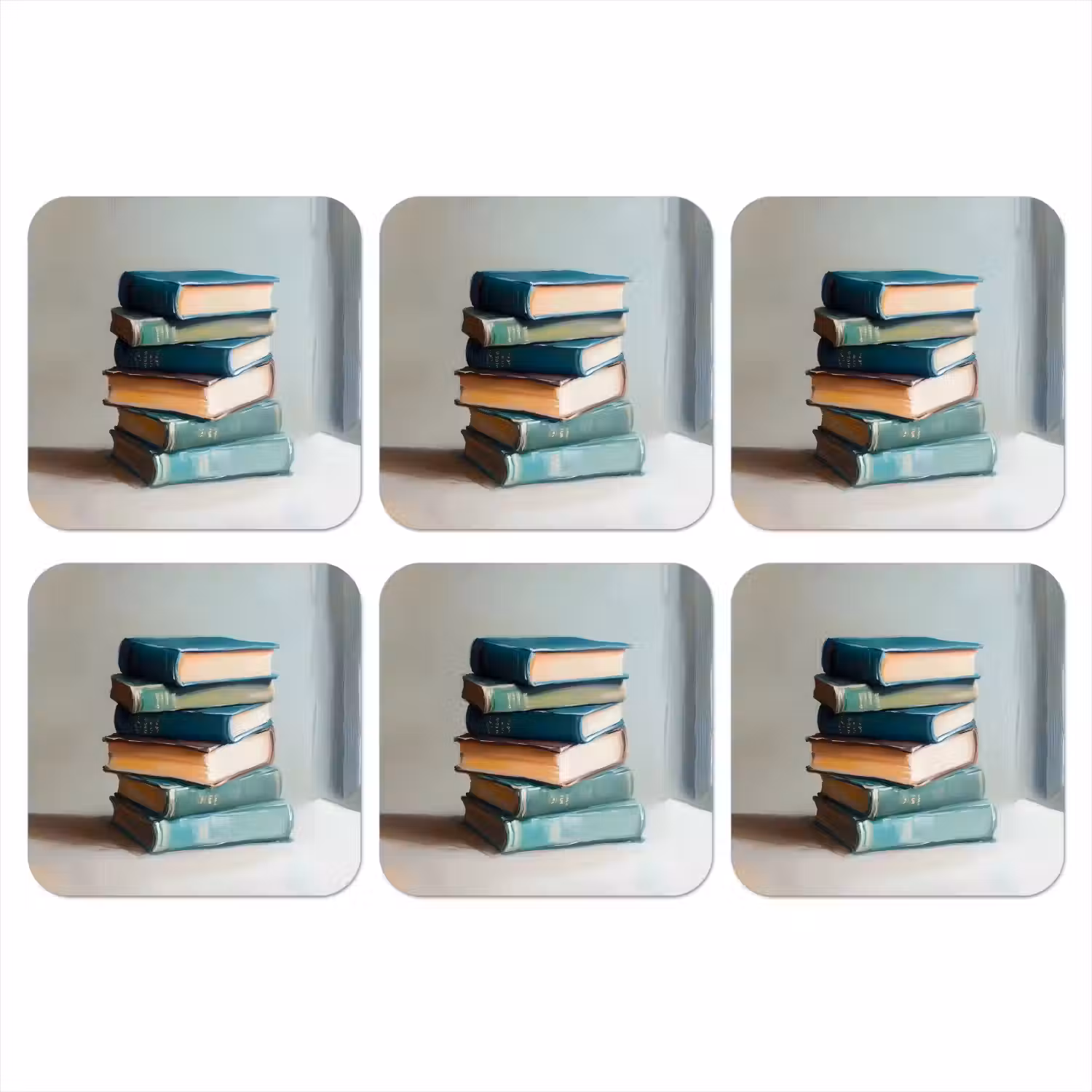 Stapel - Boeken - Groen - Daglicht onderzetter kurk middel -3d
