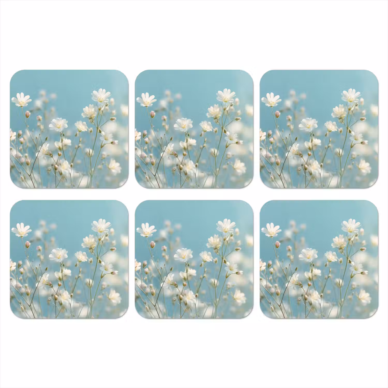 Stengels - Bloemen - Lucht - Wit onderzetter kurk middel -3d