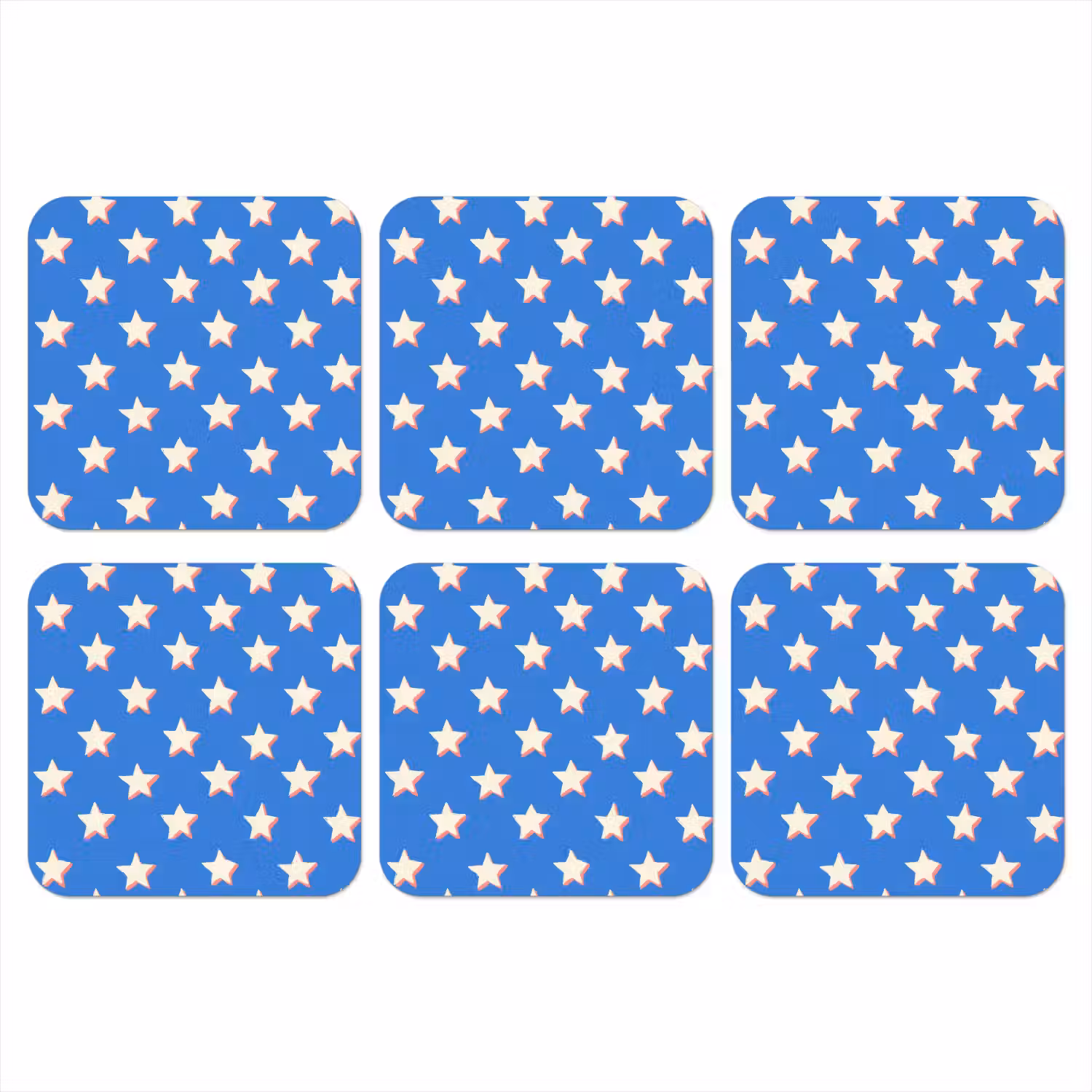 Sterren - Patroon - Blauw onderzetter kurk middel 366 -3d