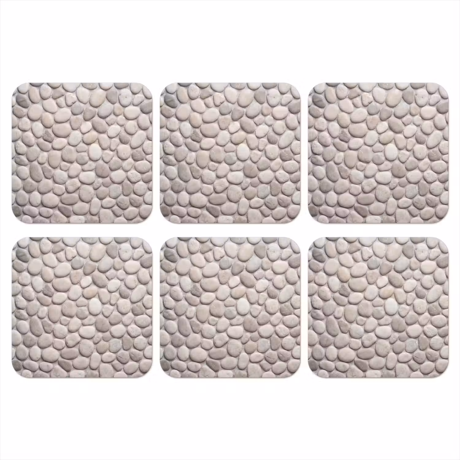 Steen - Kiezel - Natuur - Minimalistisch - Beige onderzetter kurk middel -3d