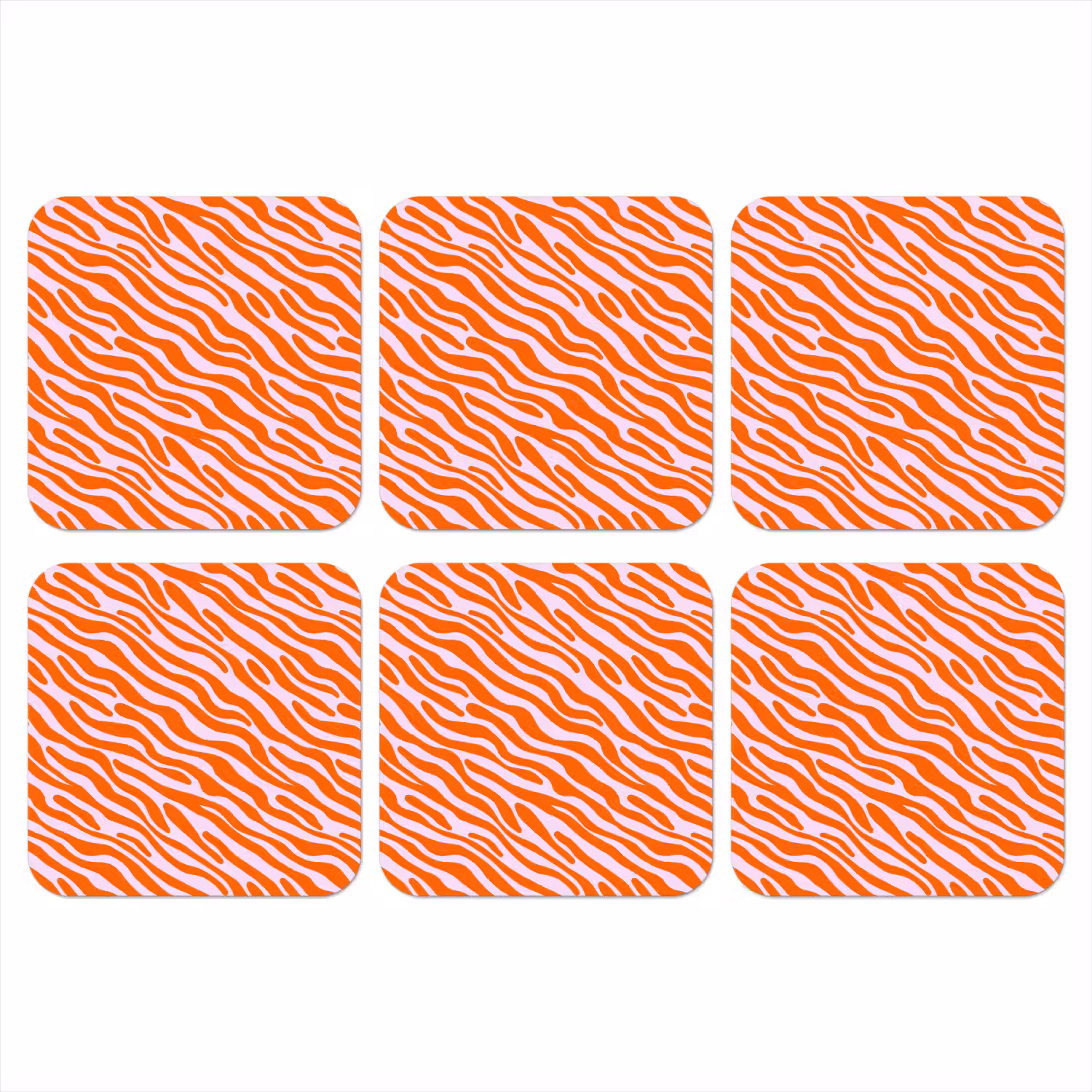 Strepen - Dynamisch - Oranje onderzetter kurk middel 366 -3d