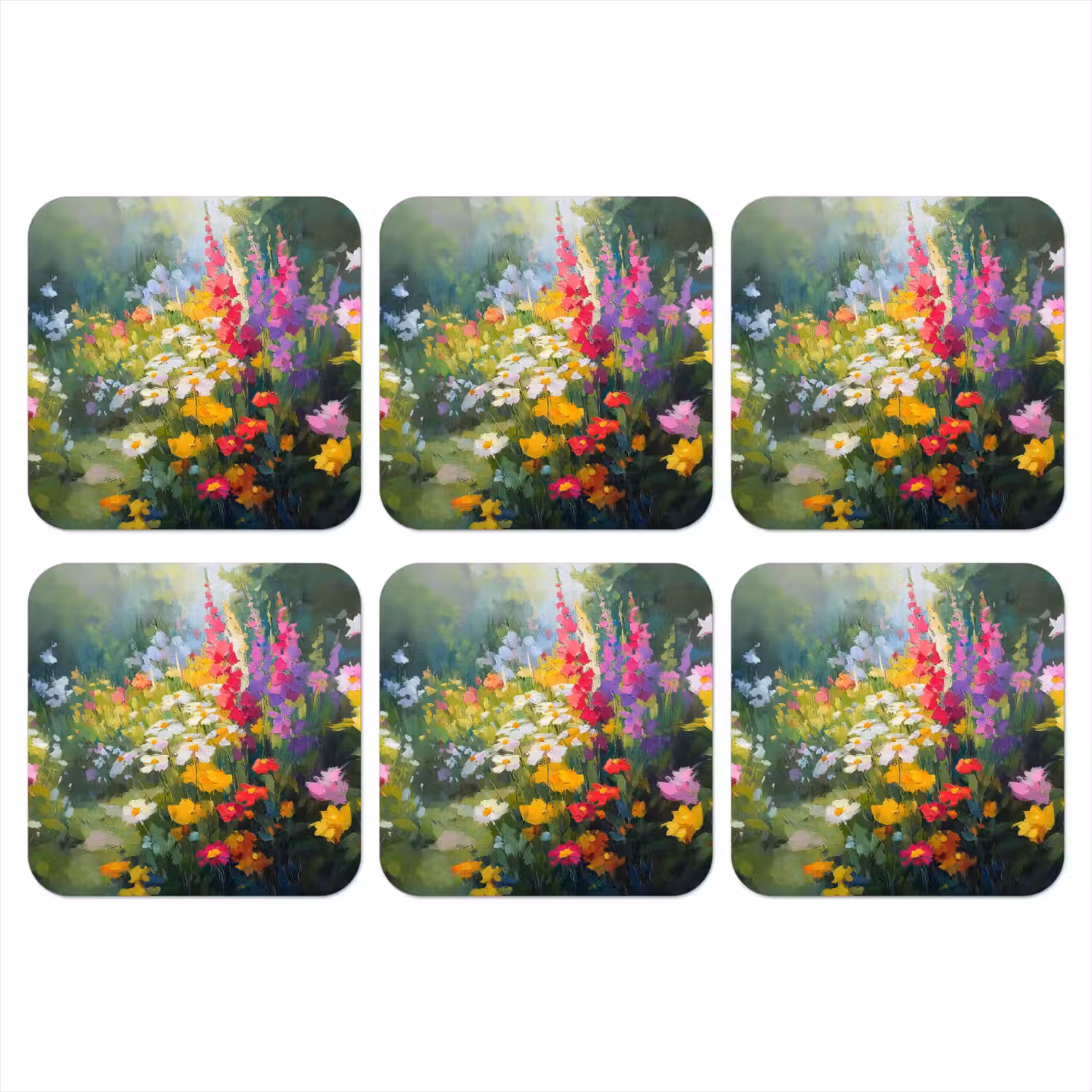 Zomertuin - Sfeervol - Bloemen onderzetter kurk middel -3d
