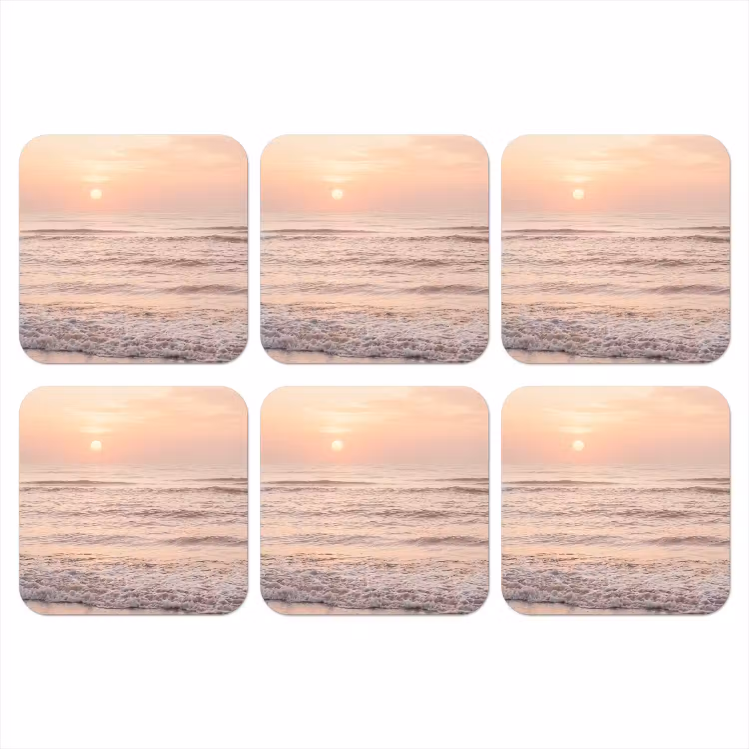 Zon - Strand - Roze onderzetter kurk middel -3d