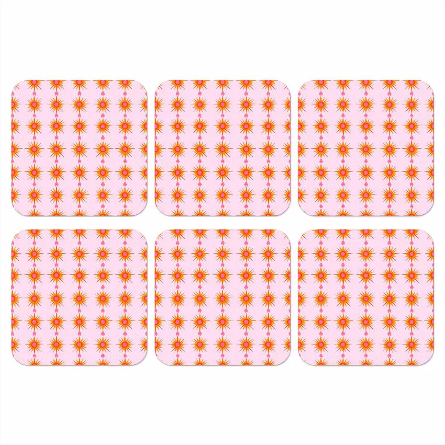 Zon - Motief - Roze onderzetter kurk middel 366 -3d