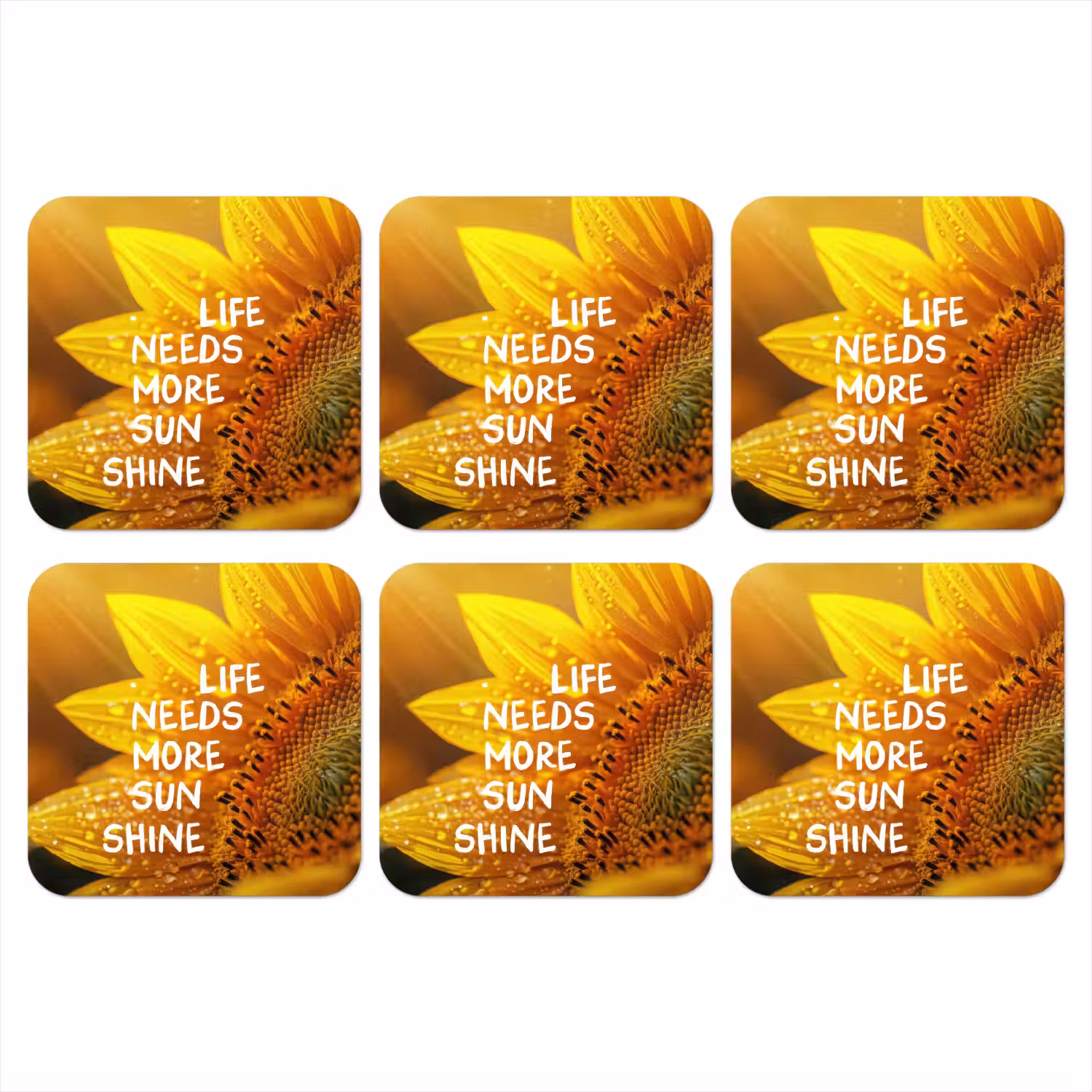 Zonnebloem - Close up - Geel - Quote onderzetter kurk middel -3d