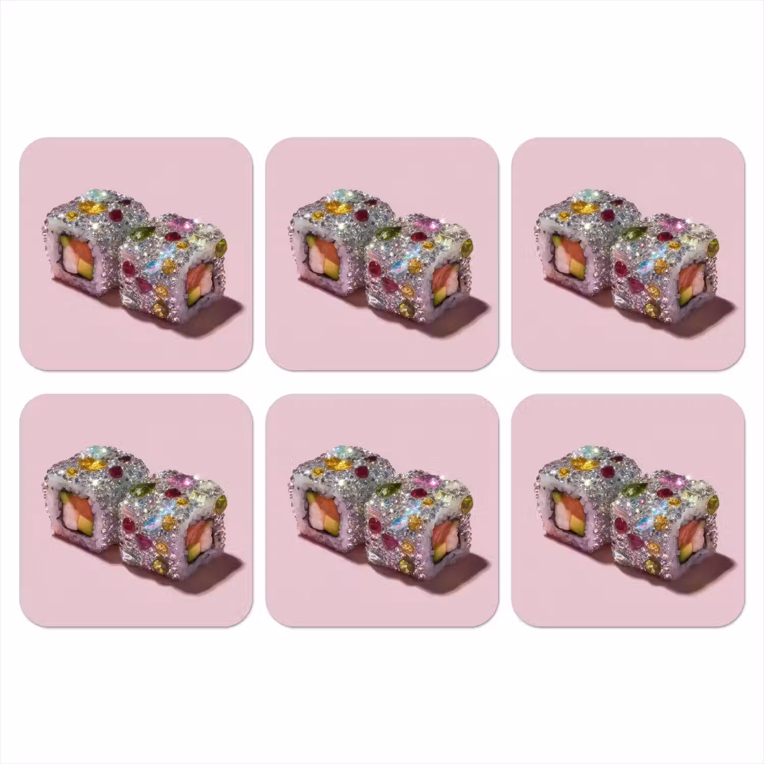Sushi - Rolletjes - Steentjes - Kleurrijk onderzetter kurk middel -3d