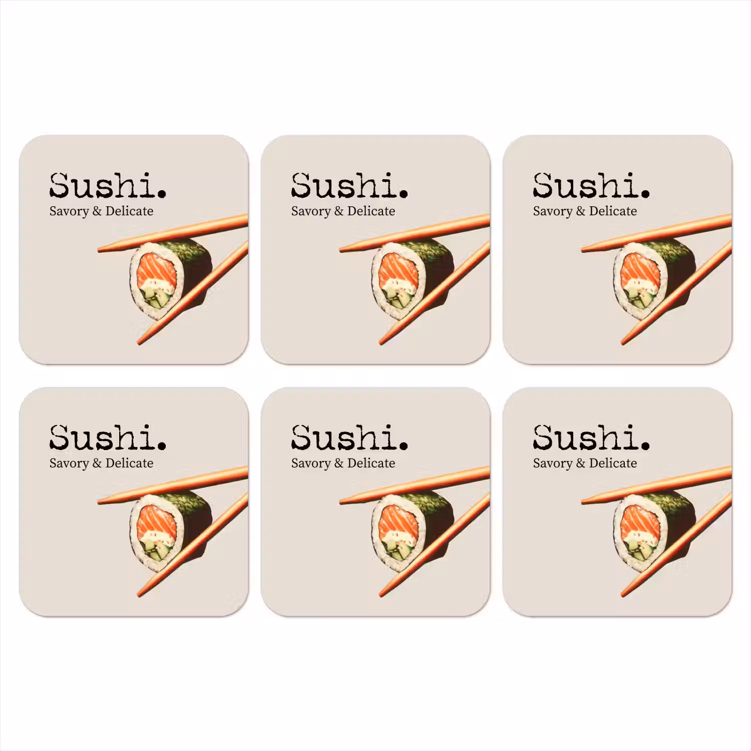 Sushi - Zalm - Rijst - Japans onderzetter kurk middel -3d
