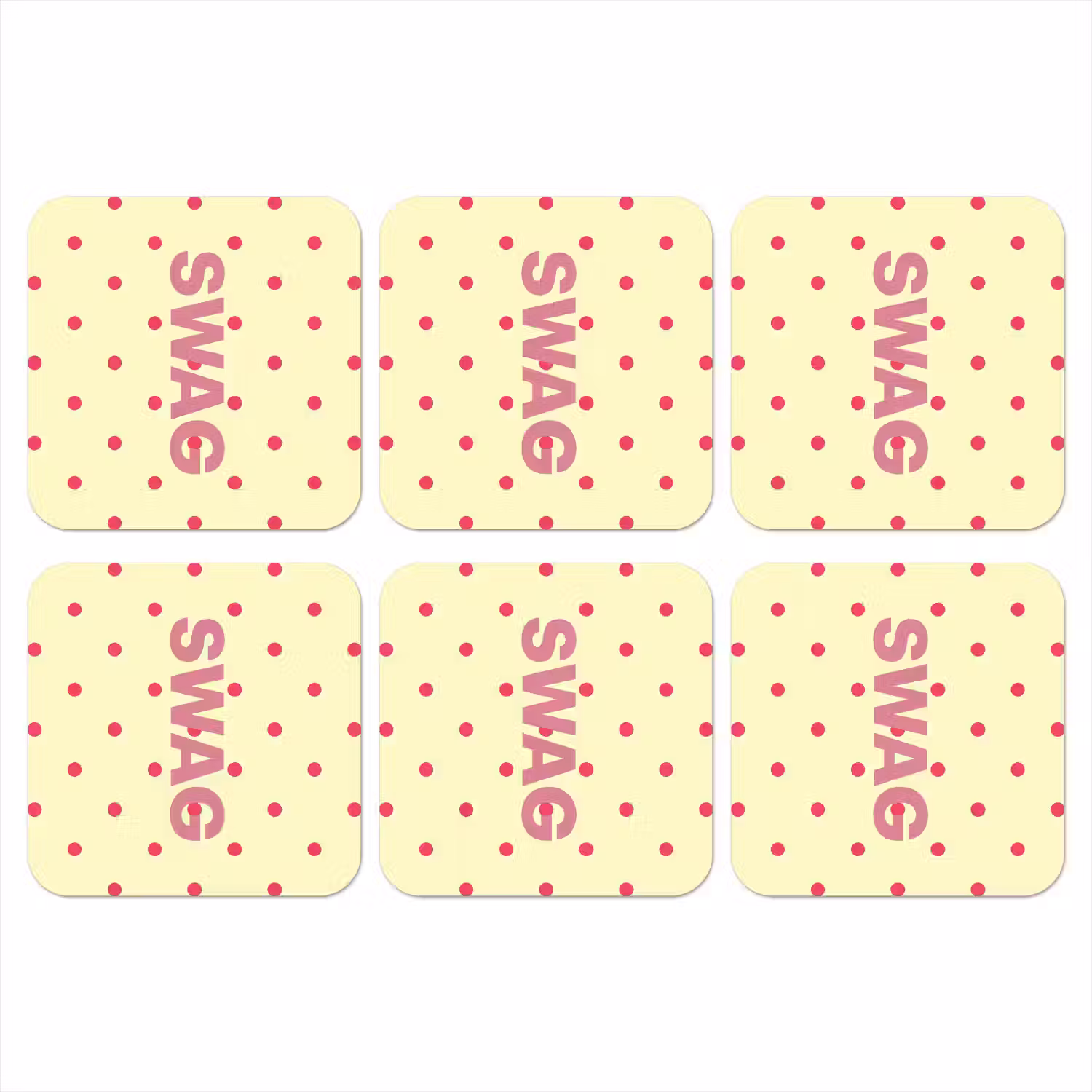Swag - Roze - Stippen - Geel onderzetter kurk middel -3d
