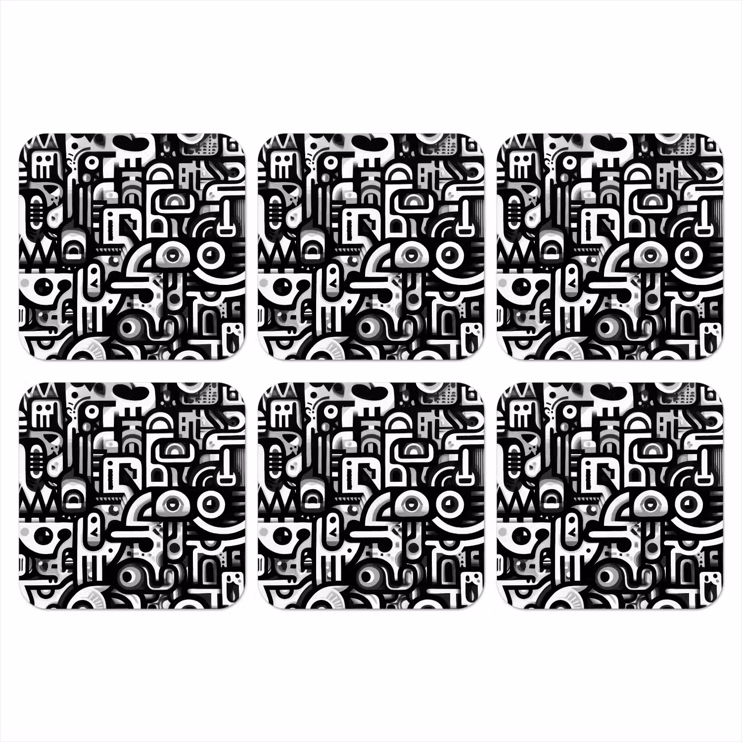 Symbolen - Abstract - Grafisch - Zwart onderzetter kurk middel -3d