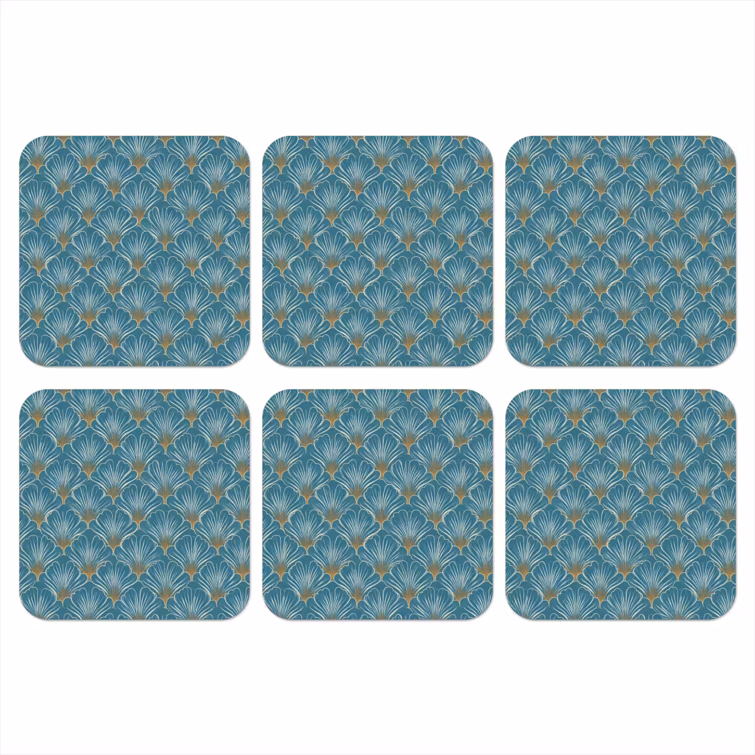 Symmetrisch - Patroon - Blauw onderzetter kurk middel 366 -3d