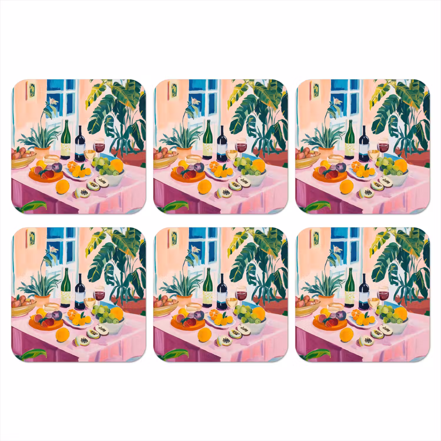 Tafel - Wijn - Fruit onderzetter kurk middel -3d