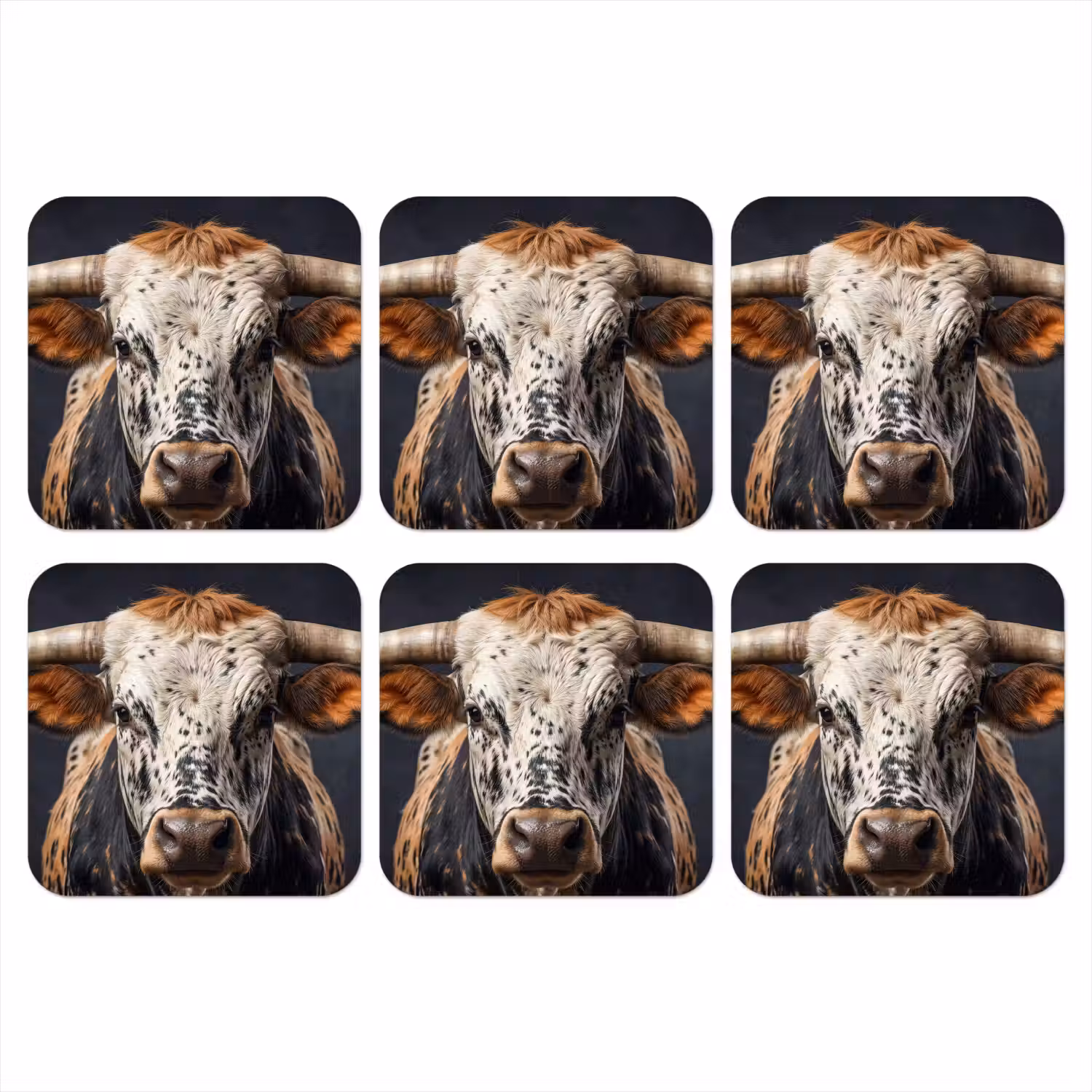 Stier - Kleurrijk - Hoorns onderzetter kurk middel -3d