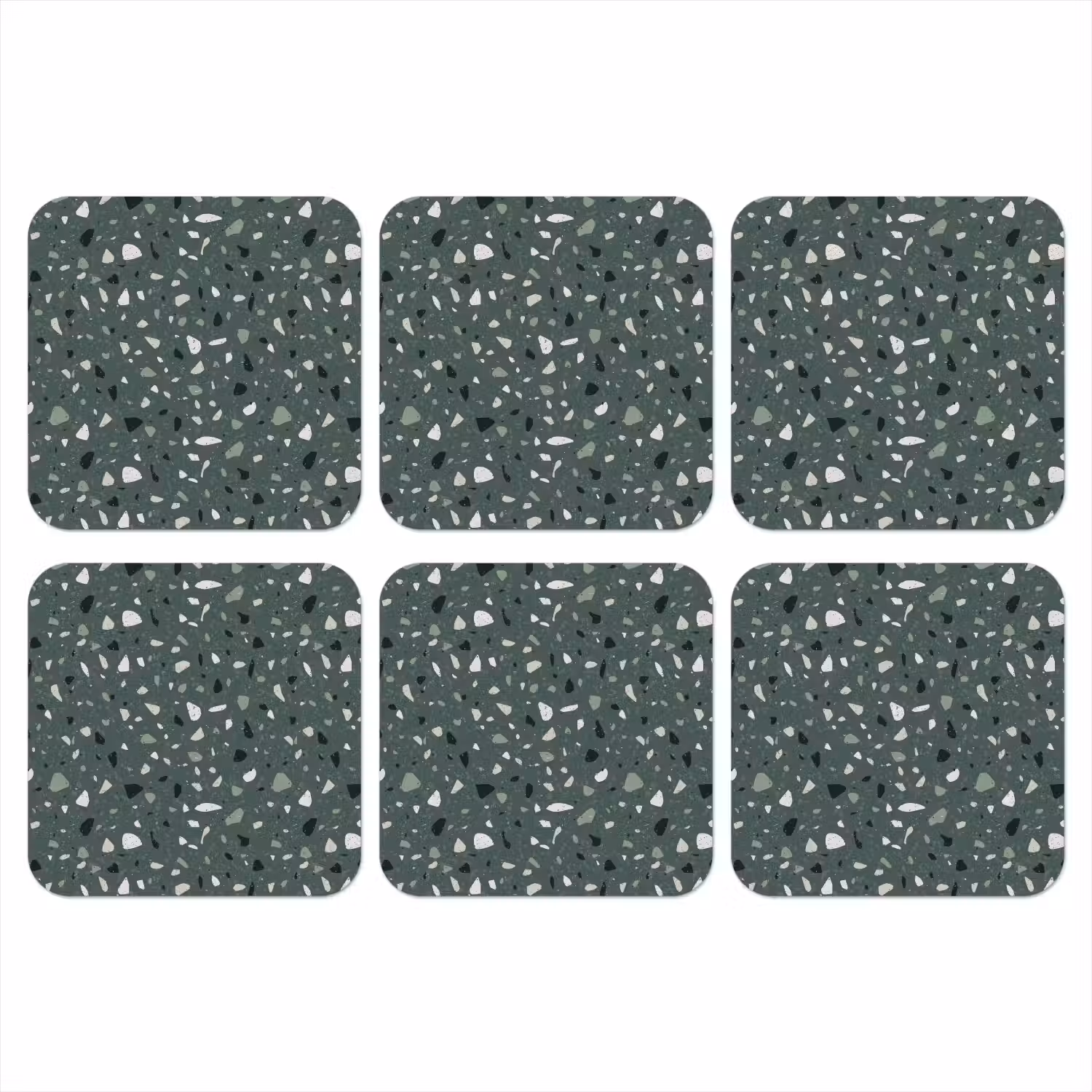 Terrazzo - Patroon - Kleurrijk - Groen onderzetter kurk middel 366 -3d