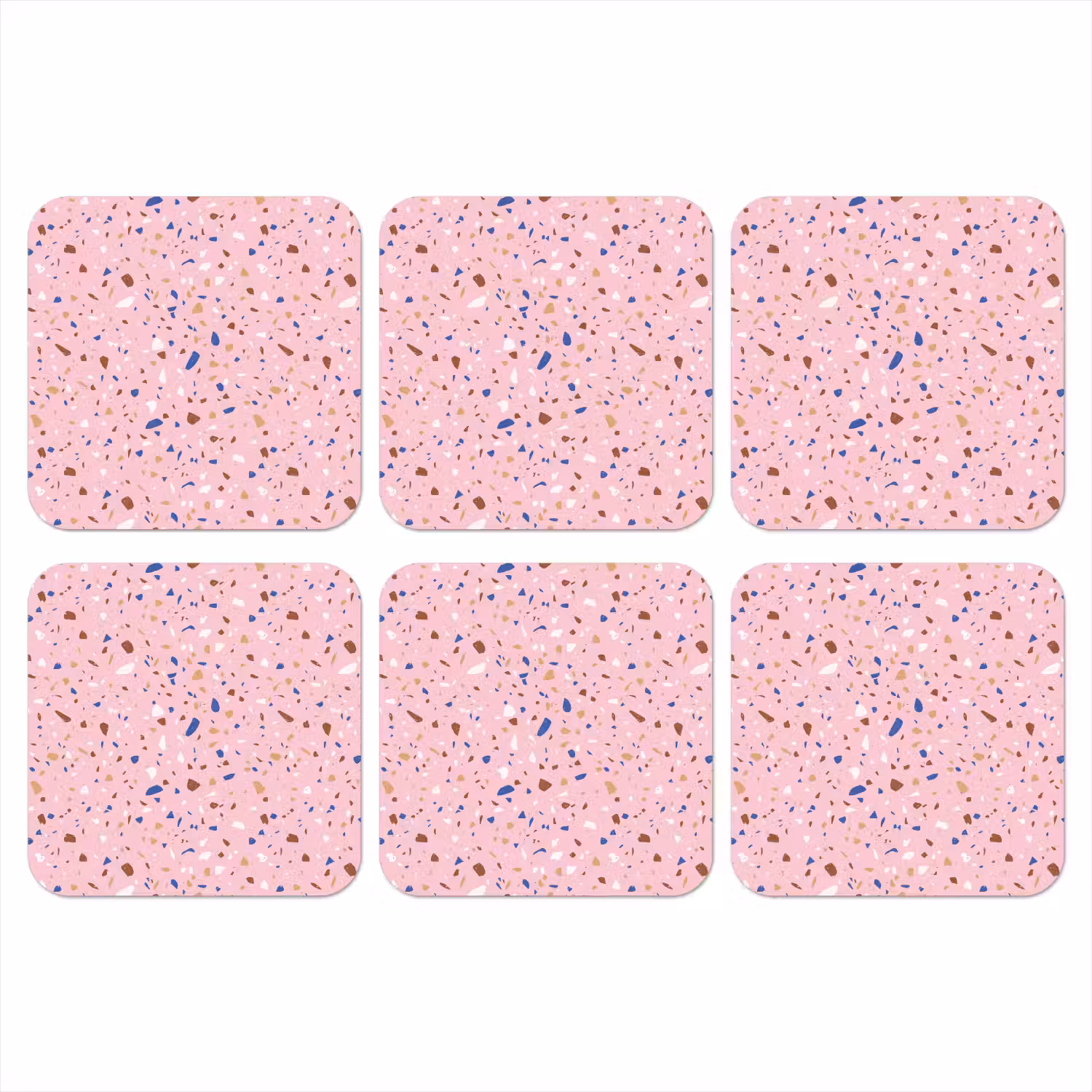 Terrazzo - Patroon - Kleurrijk - Roze onderzetter kurk middel 366 -3d