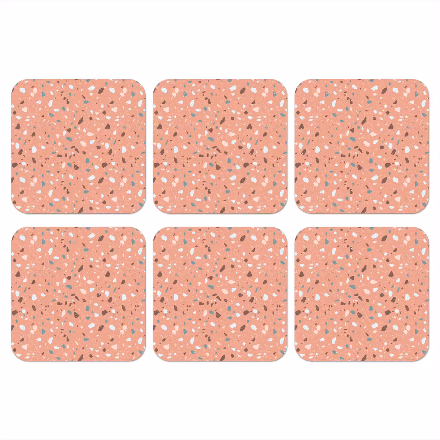Terrazzo - Patroon - Kleurrijk - Roze - Blauw onderzetter kurk middel 366 -3d