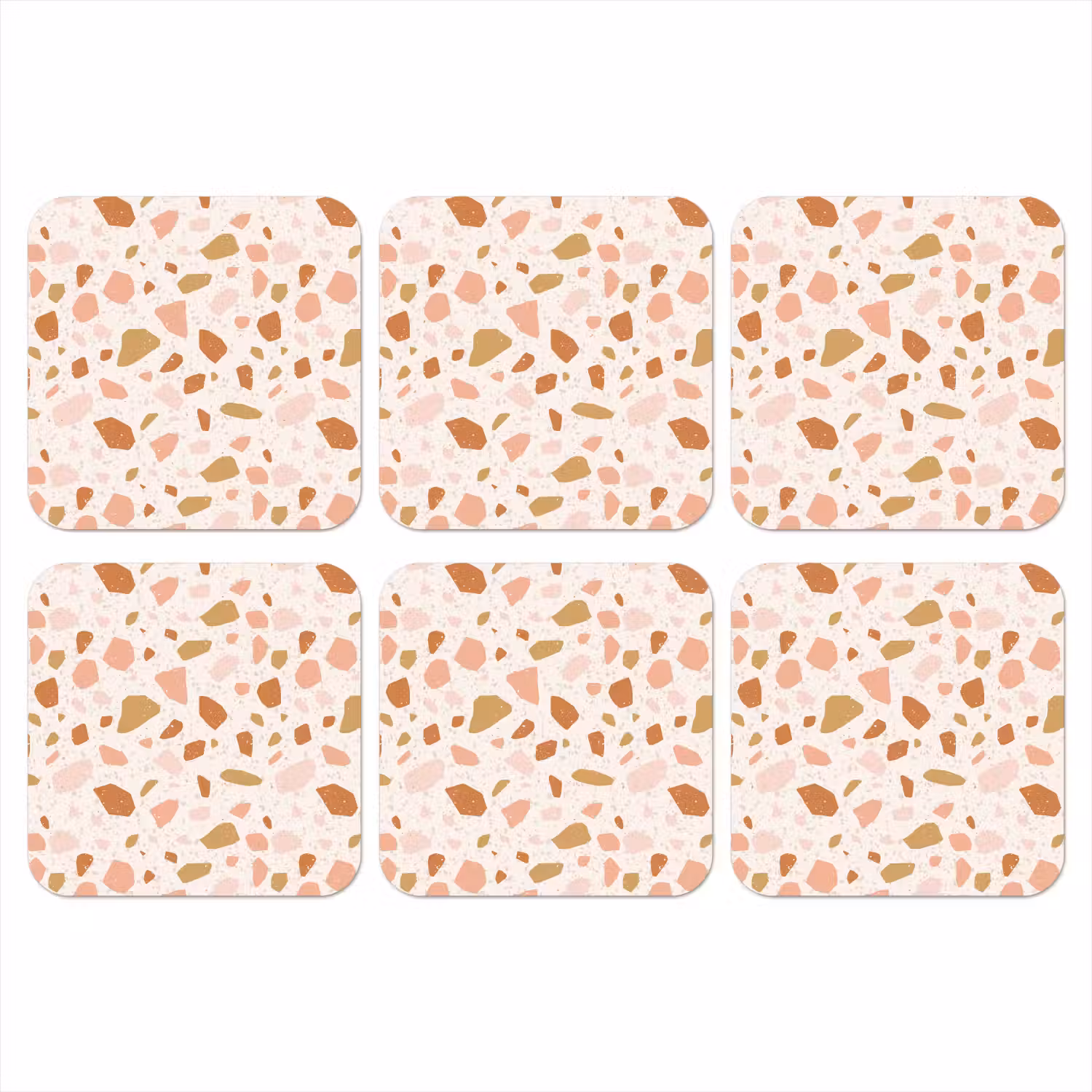 Terrazzo - Patroon - Kleurrijk - Zalm onderzetter kurk middel 366 -3d