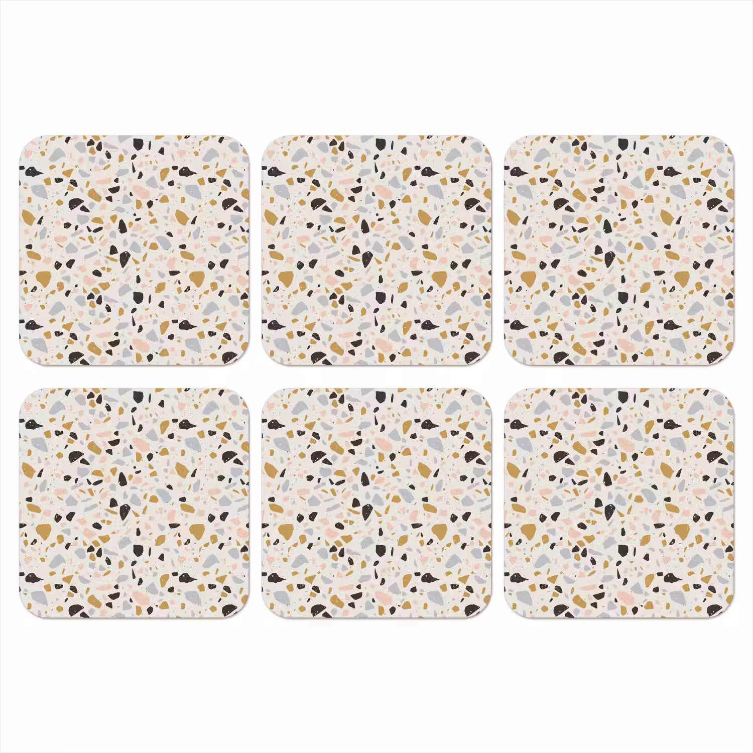 Terrazzo - Patroon - Neutraal - Zacht - Multi onderzetter kurk middel 366 -3d