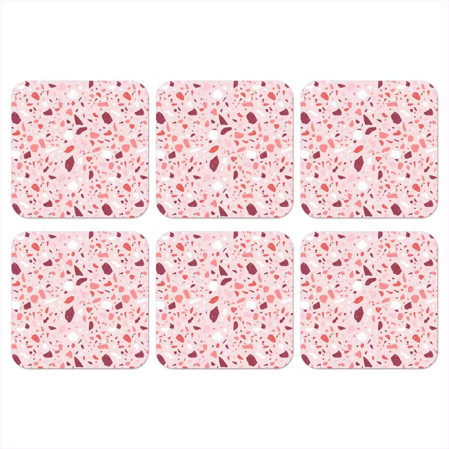 Terrazzo - Patroon - Roze onderzetter kurk middel 366 -3d
