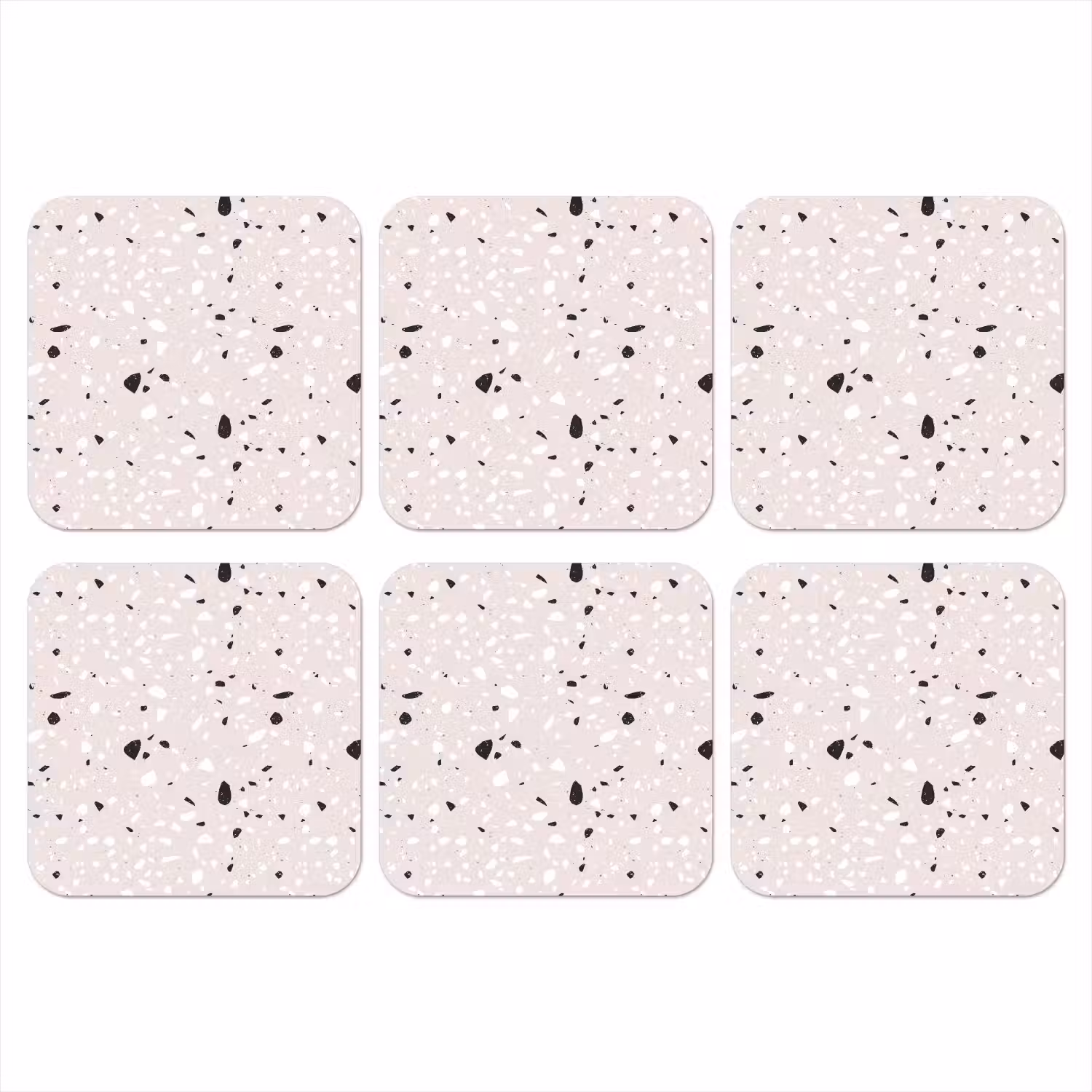 Terrazzo - Patroon - Zacht - Zwart - Wit onderzetter kurk middel 366 -3d