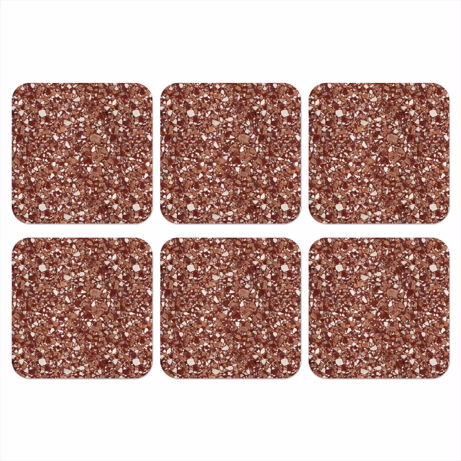 Terrazzo - Patroon - Steentextuur - Roodbruin onderzetter kurk middel 366 -3d