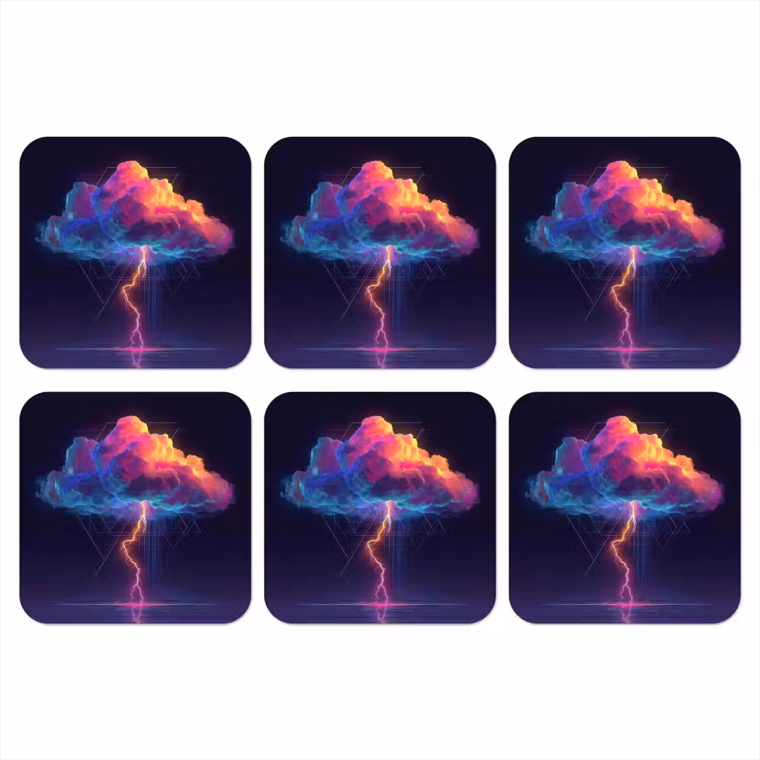 Donderwolk - Bliksemschicht - Licht - Blauw onderzetter kurk middel -3d